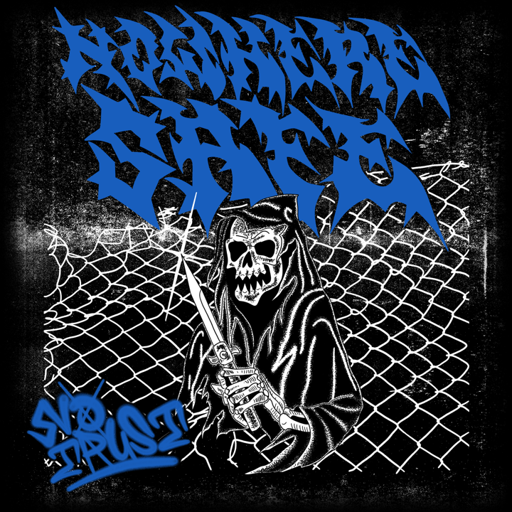 young man wearing shades and a hat with a beard, tattos and ear piercings